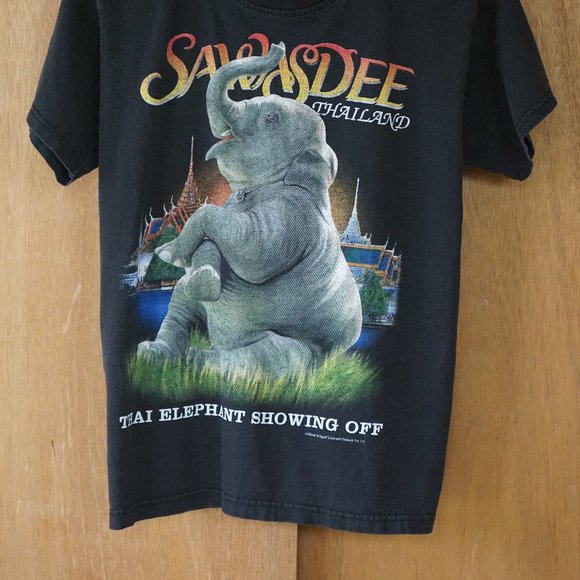 Vintage Joligolf Sawasdee Thailand "Thai Elephant Showing Off" Men's M T-Shirt - Picture 2 of 15